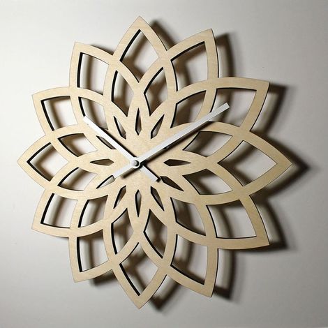 Lotus Bambou Bois Moderne Fleur Horloge Murale Creative Bambou Mur Horloge Murale