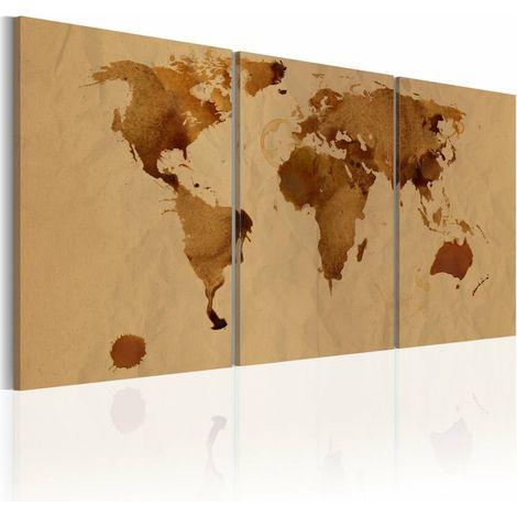 Tableau carte du monde en couleur de café - 120 x 60 cm (1/4)
