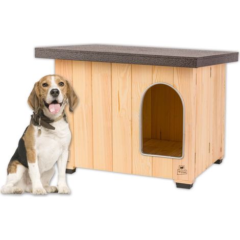 Niche Chien Bois Extérieur – Isolation 4 Saisons, Résistante aux Intempéries, Plancher Surélevé, Protection Humidité, 67 x 53 x 52,5 cm (1/5)
