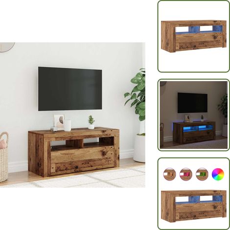 TV-Schrank mit LED-Leuchten Altholz-Optik 90x35x40 cm - TV-Schrank - TV-Schränke - TV-Möbel - TV-Ständer (1/5)