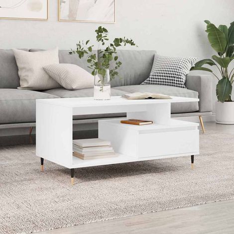 Couchtisch Weiß 90x49x45 cm Holzwerkstoff