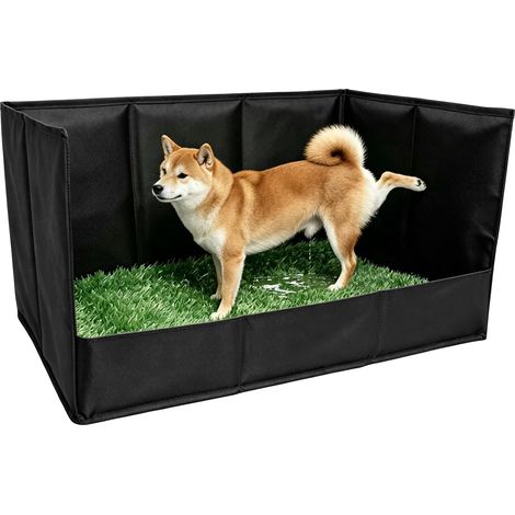 Tapis d'herbe pour chien avec plateau, support de tapis pour chiot avec parois hautes, plateau de toilette intérieur pliable pour chien, toilettes portables pour grandes et petites races, bac à