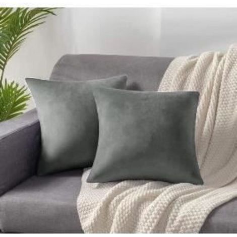 Homeins Lot de 2 Housses de Coussin/Taies d\'Oreillers 60x60cm Taie en Velours Super Doux pour Sofa, chambre ,Lit- Gris Foncé (1/3)