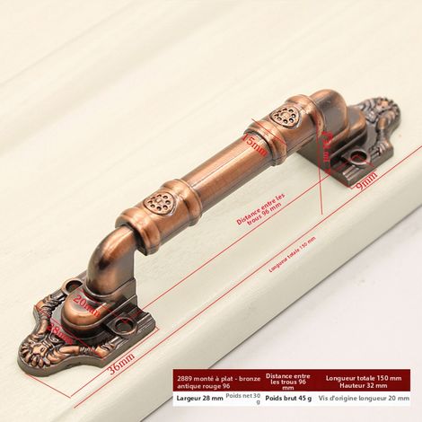 Schiebetürgriff im amerikanischen Scheunenstil, sichtbare Montage ohne Bohren für massive Holztüren und Eingänge, verstärktes Vintage-Design in Antik-Kupfer, 2er-Pack-lsw