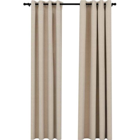 Maison Exclusive - Verdunkelungsvorhänge Ösen Leinenoptik 2 Stk.