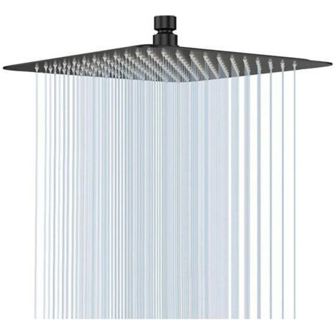 Black Shower Head, Rain Shower Head 20 cm Square Shower Head in Stainless Steel Anti-Limescale Shower Head (1/5)
