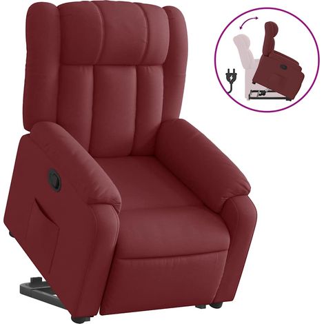Maison Exclusive - Sillón reclinable elevable tela rojo tinto