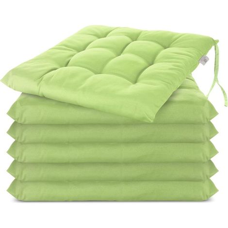 Lot de 6 Coussin de chaise 40x40 cm Coussin d'assise Rembourrage de chaise avec Fixations Décoration pour l'intérieur et l'extérieur piqué - Vert (1/4)