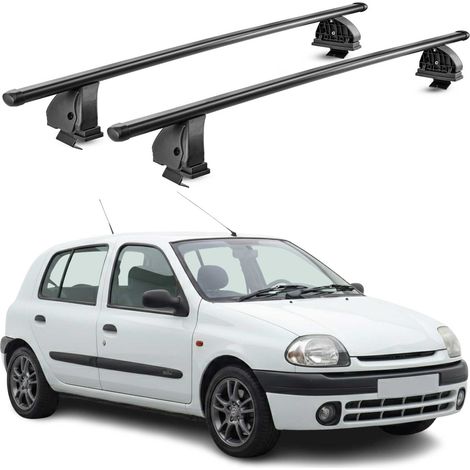 OMAC Barres de toit transversales en acier pour Renault Clio II HB \ Clio Storia 1998-2005 – TÜV / DIN 75302:2019 – Antivol inclus – Rainure en T (accessoires) – Charge max 75 kg – 2 barres – Noir (1/4)