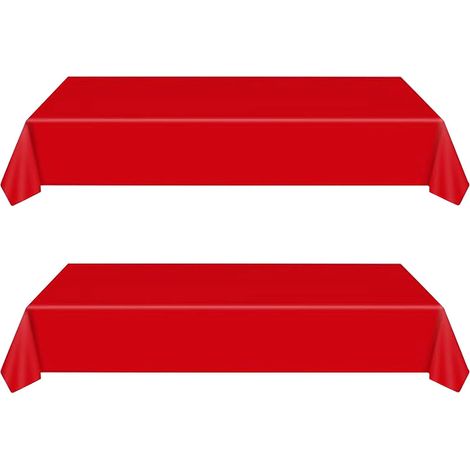 Lot de 2 nappes rouges jetables 137x274 cm, imperméables, pour anniversaires, mariages, pique-niques, Noël. (1/5)