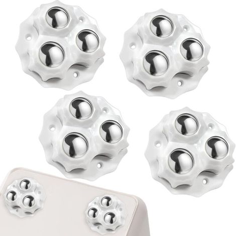 Set mit 4 kleinen, selbstklebenden Kugellagerrollen für Möbel, Aufbewahrungsboxen, Küchenutensilien, weiß (1/5)