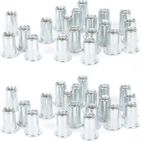 Kit de 40 écrous à riveter creux à tête plate en alliage d'aluminium, outils de fixation M5x20 (1/5)