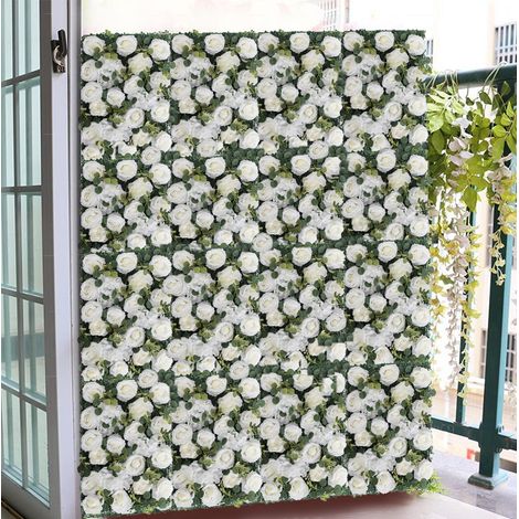 Artificial Plant Hedge Greenery Wall Panel with Eucalyptus Rose (1/5)