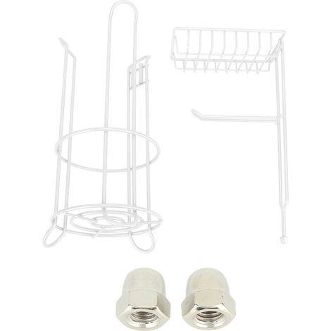 Porte-papier toilette sur pied, en fer résistant à l'humidité, avec étagère, blanc ivoire.