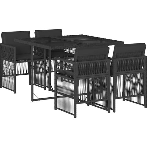 Maison Exclusive - 5-tlg. Garten-Essgruppe mit Kissen Schwarz Pol