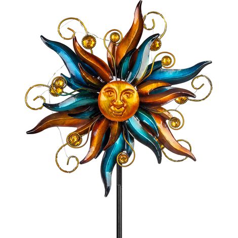 Moulin à vent coloré pour jardin Le style du soleil en fer 118×32cm (1/5)
