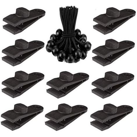 Lot de 10 Clips de bâche Clips d'auvent Tendeur Tendeur Élastique pour tentes, capotes, auvents, bannières, canotage (1/5)