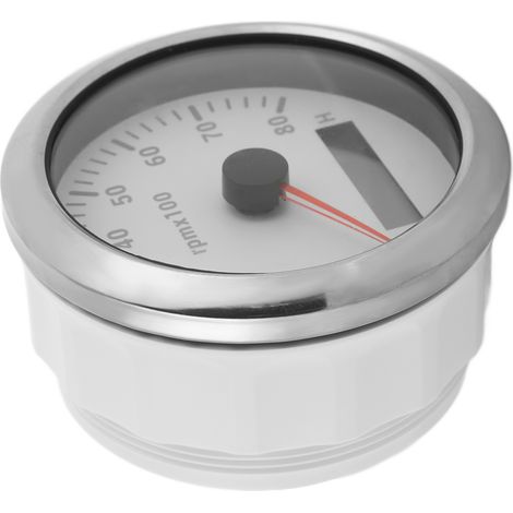 Tachymètre 85 mm 0-8000 tr/min, rétroéclairage 7 couleurs, étanche IP67, type à aiguille, convient à une utilisation marine et camping-car, 9-32 V, blanc. (1/5)