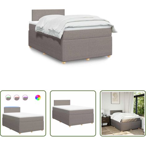 vidaXL LED-Beleuchtung - Boxspringbett mit Matratze Taupe 120x200 cm Stoff (1/5)