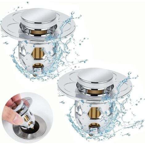 2 Pièces Bouchon de Lavabo Universelle Pop Up Bouchon de Vidage pour Lavabo, Filtre pour Evier Flitre de Vidange Anti-Bloqué(Orifice de Vidange 34-40mm) (1/5)
