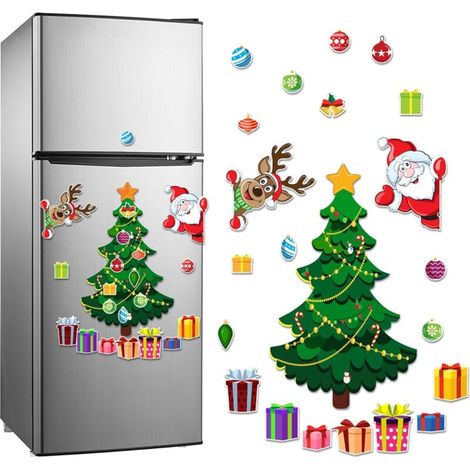 Sapin de Noël magnétique pour réfrigérateur, aimants de Noël, autocollants magnétiques décoratifs, porte en métal (A)