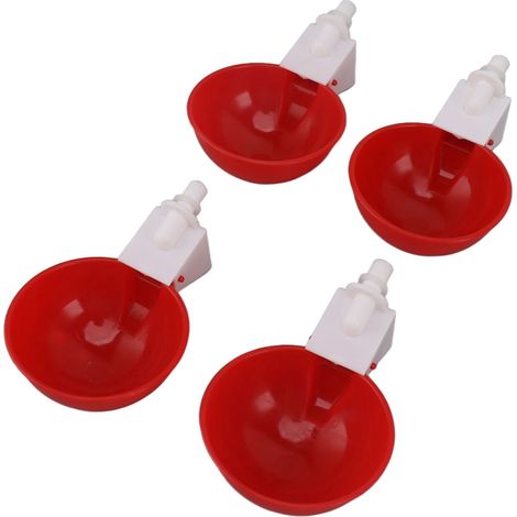 Kit de 8 abreuvoirs automatiques pour poulets, canards et oies, en PVC épais, de grande taille et de couleur rouge. (1/5)