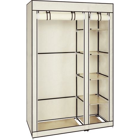 Tragbarer Kleiderschrank (170 cm) aus Vliesstoff mit Kleiderstange, schnell und einfach aufzubauen, beige (1/5)