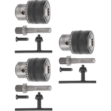 Satz mit 3 Bohrfuttern mit Schlüssel, Umrüstteile für Elektrohammer, 1/2-Zoll-20UNF-Gewinde, 1,5–13 mm (1/5)