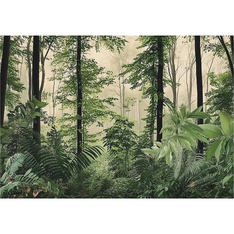 Papier peint panoramique forêt arbres nature intissé 200x140 cm mural salon chambre déco murale (1/5)