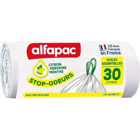 15 sacs-poubelle - lien coulissant - stop-odeurs - 30L (1/5)