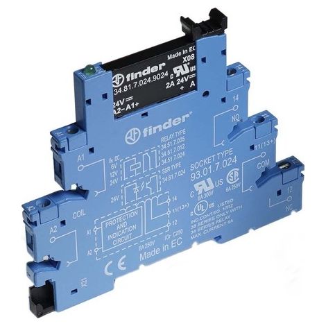 Schnittstellenrelais für DIN-Schiene 24Vdc 1Cto. (in Ruhestellung offen) 38817024.9024 FINDER