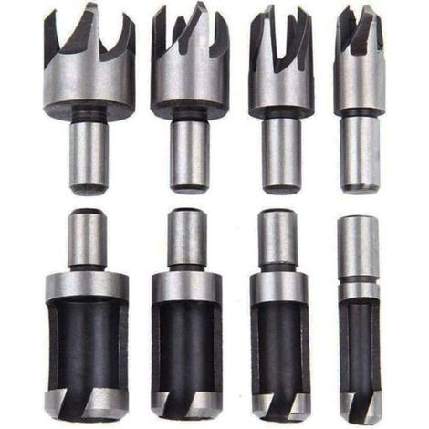 Fraise Bouchonner Bois Lot de 8 Forets pour Chevilles, Tourillons, Tenons et Goujons – Diamètres Assortis pour Travail du Bois (1/4)