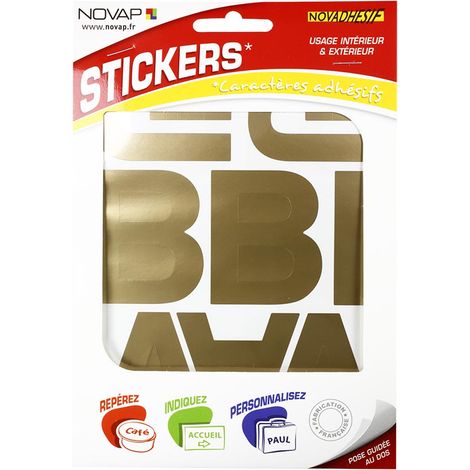 Lettres autocollantes 60mm Or NOVADHESIFS - 4371207