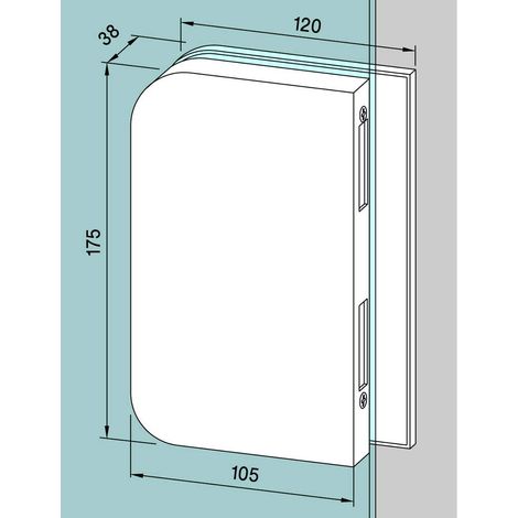 Contre-porte en verre serrure de porte en verre Junior Office, épaisseur de verre 8-10 mm, ferrure arrondie à droite – Aluminium argenté anodisé (1/3)