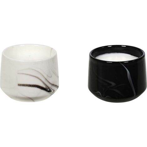 Bougie parfumée pot en dolomite effet marbre (Lot de 2) 8 x 11 cm
