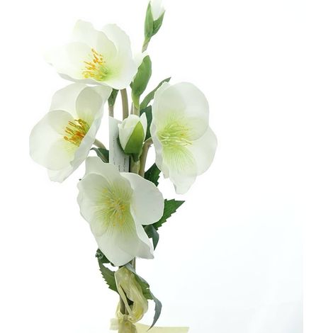 Christrosenarrangement 4 Blüten mit Schleife - Kunstblumen
