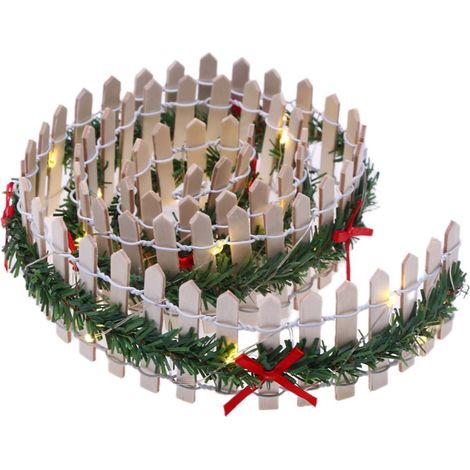 Clôture De Village De Noël - En Bois - Avec Lumières Led - 35 Pouces - Pour Décoration De Paysage Miniature Et Maison De Poupée (1/5)