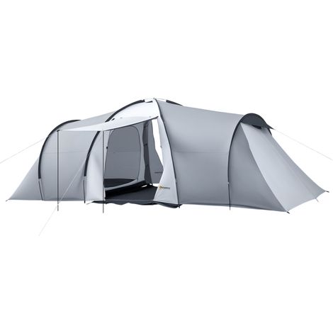 Tente de camping familiale 4-6 personnes dôme 2 chambres 1 séjour et 1 auvent anti-UV Imperméable 2000, mm multicolore
