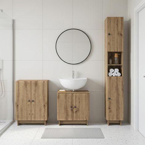 vidaXL 3 Piece Bathroom Cabinet Set EDE Artisan Oak Engineered Wood (1/5)