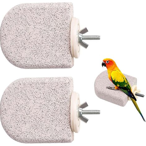2 Pcs Natural Stone Bird Perches Bird Toy and Claw File for Parakeets, Cockatiels, Conures, Small Cages (1/5)