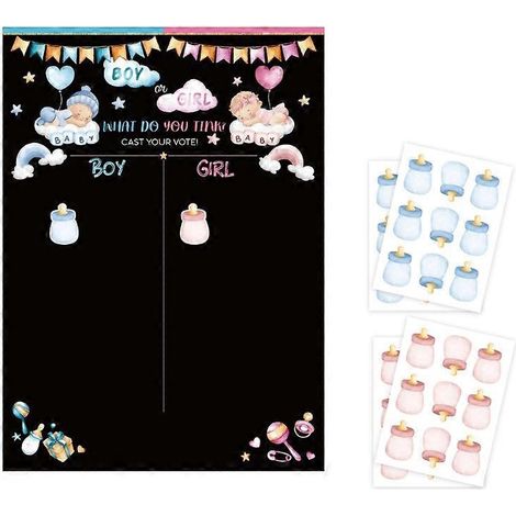 Décorations pour une fête de révélation du sexe du bébé, jeu de révélation du sexe du bébé, affiche de vote, autocollants (1/5)