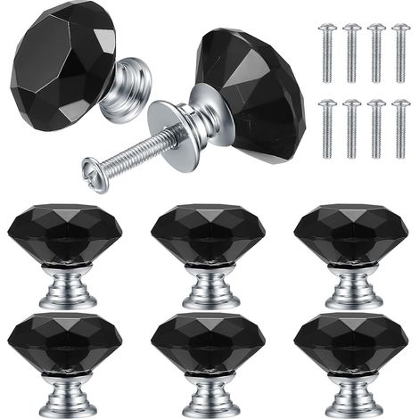 CCYKXA 8 Pieces Crystal Door Knobs, Crystal Cabinet Drawer Knobs, Dresser Drawer Pulls Handles for Kitchen, Bathroom, Office (1/5)