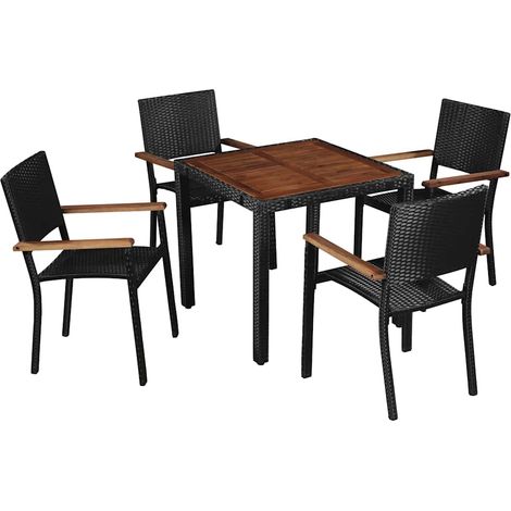 vidaXL Set da Pranzo da Giardino 5 pz in Polyrattan e Acacia Nero (1/5)