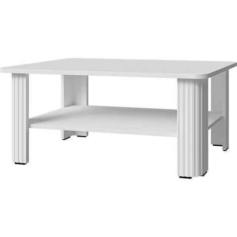 Mesa de centro Charlotte 213, Blanco, 42x55x96cm, Diámetro: 0, Aglomerado laminado, Angular