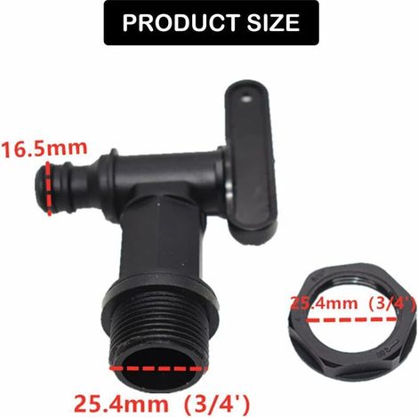 Robinet Cuve Plastique,Adaptateur de Boîte de Rangement D'eau,Raccord Robinet Cuve,Robinet Cuve eau de Pluie pour Recuperateur Eau de Pluie, Réservoir de Carburant pour Recuperateur Eau de Pluie (1/3)