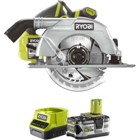 RYOBI Pack Brushless sega circolare 18V OnePlus 60mm R18CS7-0 - 1 batteria 5.0Ah - 1 caricabatterie veloce 2.0Ah RC18120