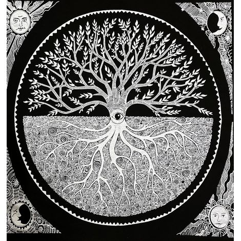 Oeil Arbre De Vie Nappe d'autel La Sorcellerie Sorcellerie Nappe de Table Modifier Sacrée Nappe Spirituelle Épeler Sorcière Tirage au Tarot7395CM (1/5)