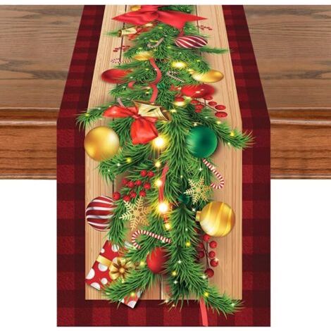 BUNTHAUS Chemin de Table de Noël, 33 x 275 cm, Motif Baies Rouges et Rouges, Noir, Chemin de Table 3D réaliste pour Les Vacances d'hiver de Cuisine