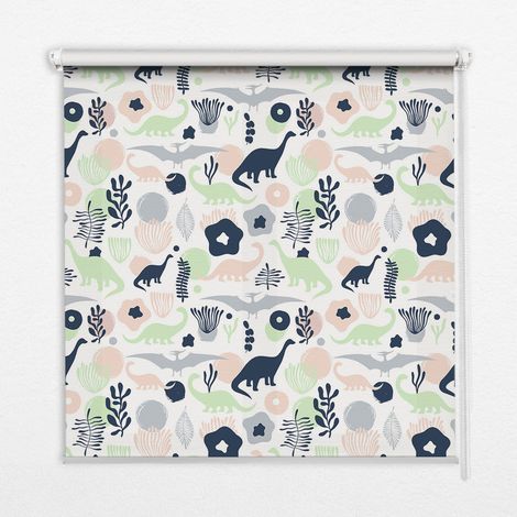 Tenda a Rullo Interna per Finestra - Tenda Filtrante Luce - Tenda Privacy - Tenda Decorativa Rettangolare - Rullo per Interni - (90 cm x 180 cm) - Dinosauri colorati