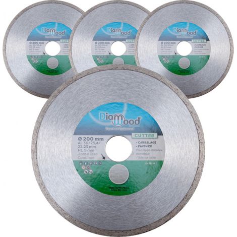 Diamwood – Lot de 3 disques diamant 200 mm – Multi-alésage 30/25,4/22,23 mm – Segments 5 mm pour coupe précise sur carrelage et faïence